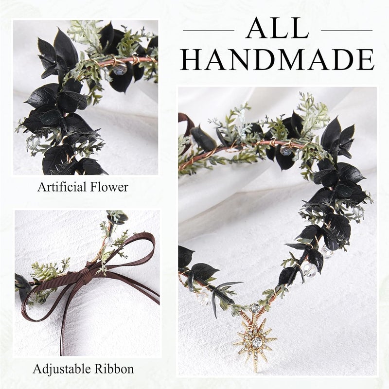 MOSTORY Woodland Flower Fairy Crown - Forest Elf Crown Circlet for Renaissance Accessories Women Fairycore Renfaire Cosplay - Image 5